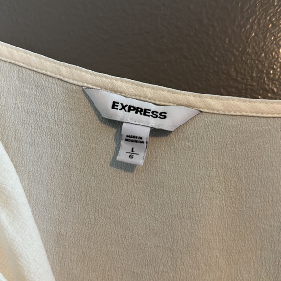 Two Express brand camisoles one cream once white with mesh detail v/neck wrap - Picture 2 of 3